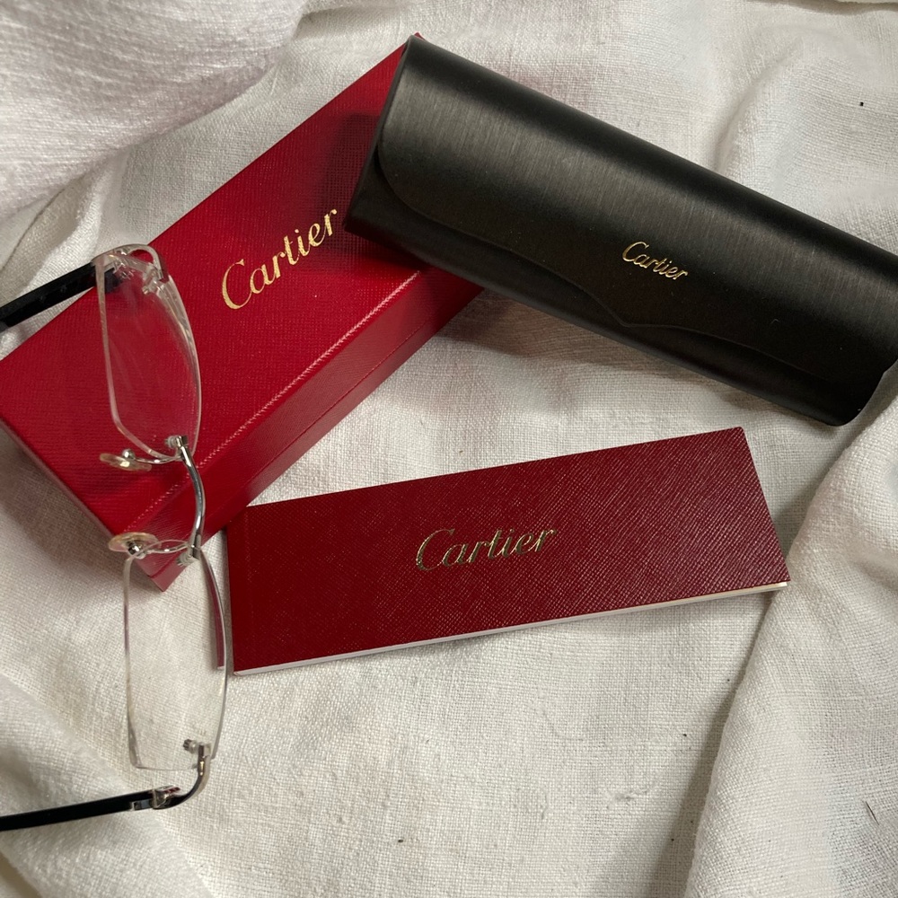 Authentic Cartier frames, with case, box & booklet